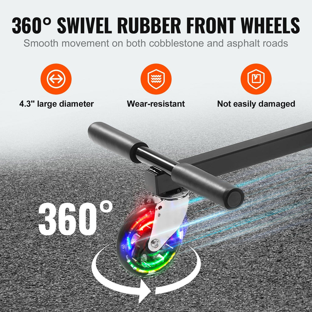 VEVOR Hoverboard Seat Attachment, for 6.5'' 8'' 8.5'' 10'' Hoverboards, with LED Lights, Grips Control, Adjustable Frame Length and 220 LBS Load Capacity, Hover Board Go Karts Accessory, for Kids Adults