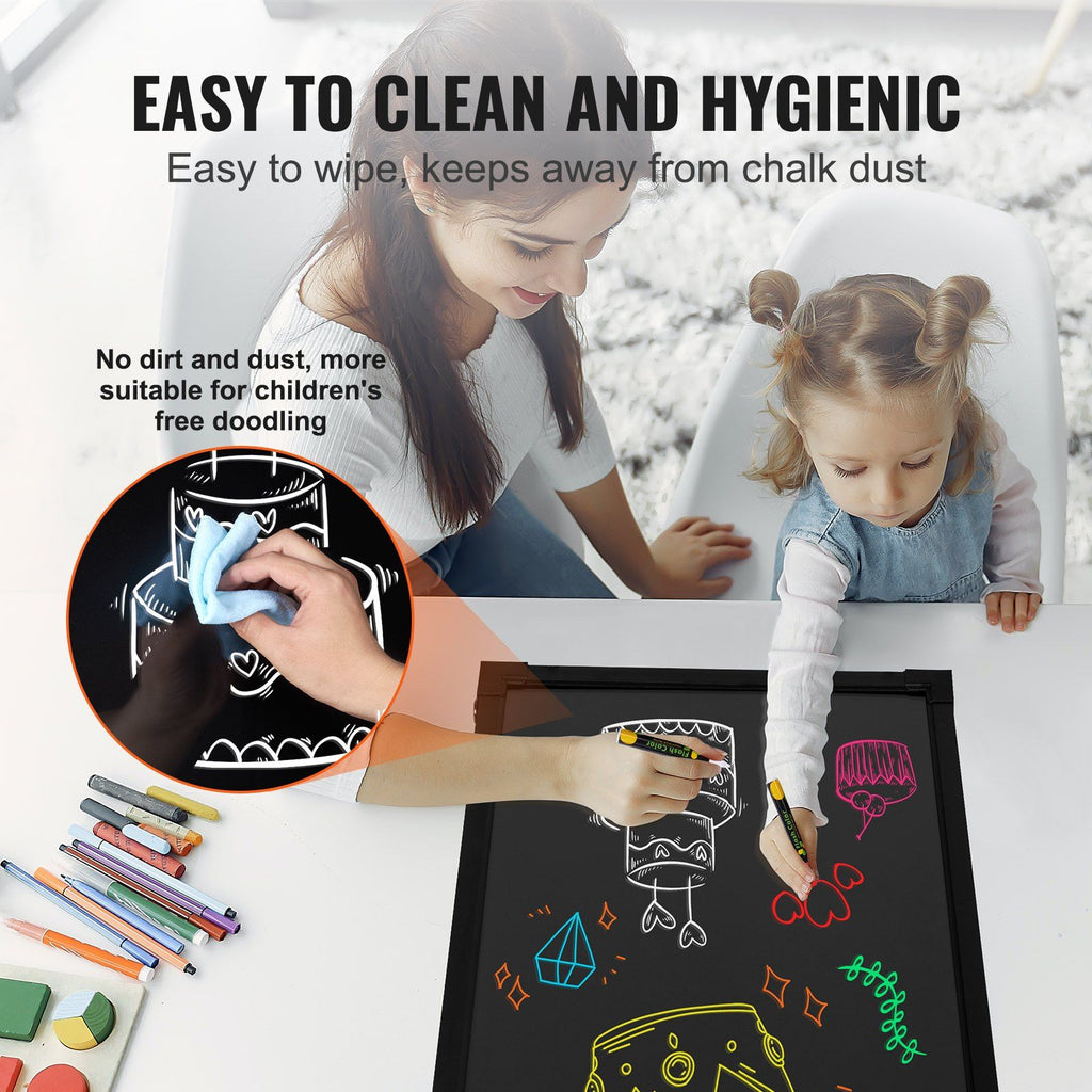 VEVOR LED Message Writing Board, 24''x16'' Illuminated Erasable Lighted Chalkboard, Neon Effect Menu Sign Board, Drawing Board with 8 Fluorescent Chalk Markers and Remote Tested to UL Standards