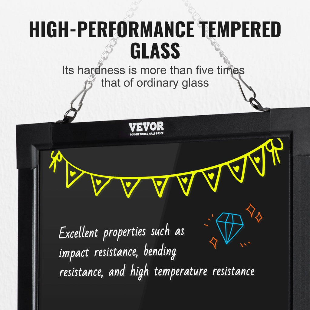 VEVOR LED Message Writing Board, 16''x12'' Illuminated Erasable Lighted Chalkboard, Neon Effect Menu Sign Board, Drawing Board with 8 Fluorescent Chalk Markers and Remote Control, for Home Wedding Shop