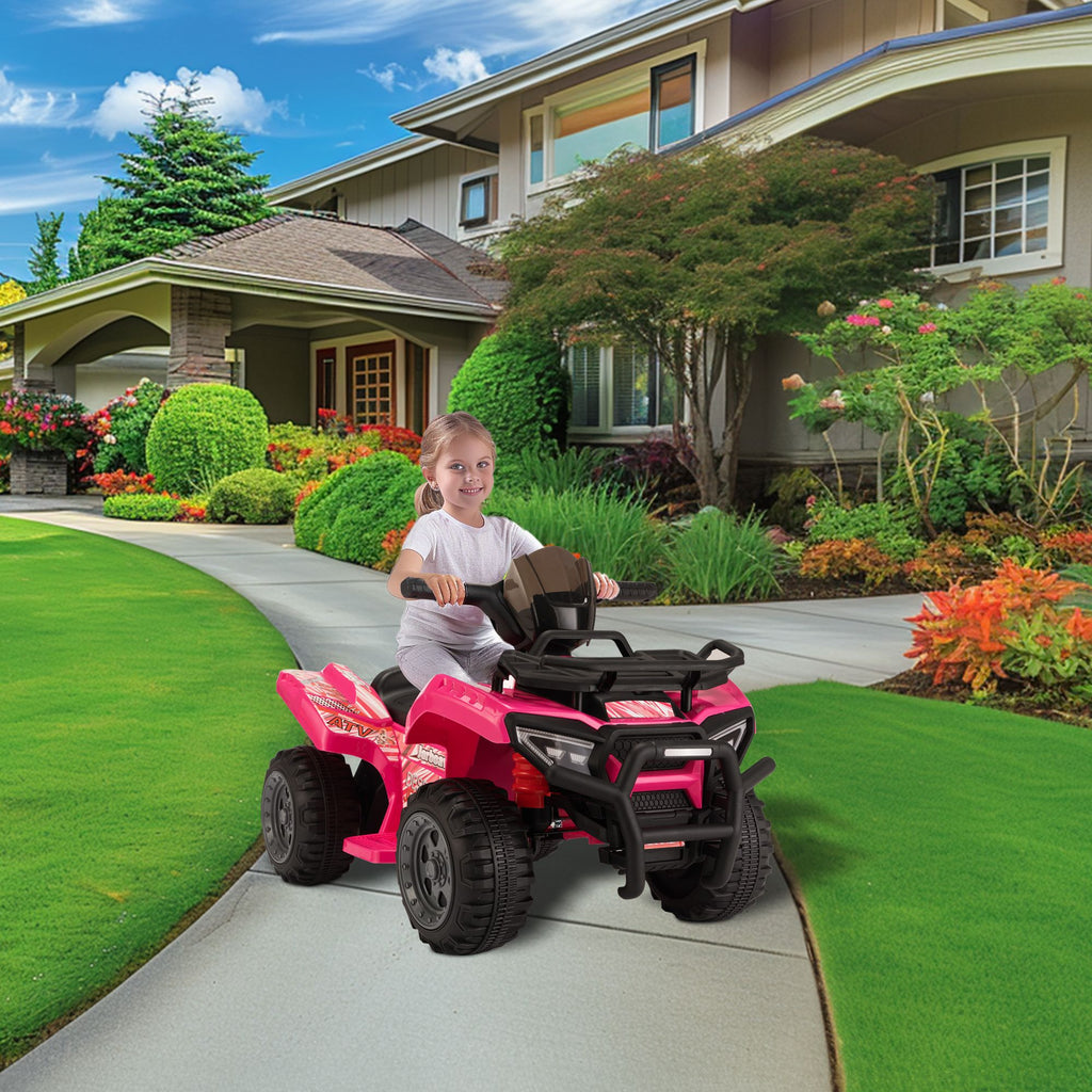 FX070 - 6V Kids Ride-On ATV Car, Powered 4-Wheeler Quad w/ Music Horn USB MP3, 1.9 MPH Max Speed, Electric Vehicle Toy for Children 18-48 Months, Rosy