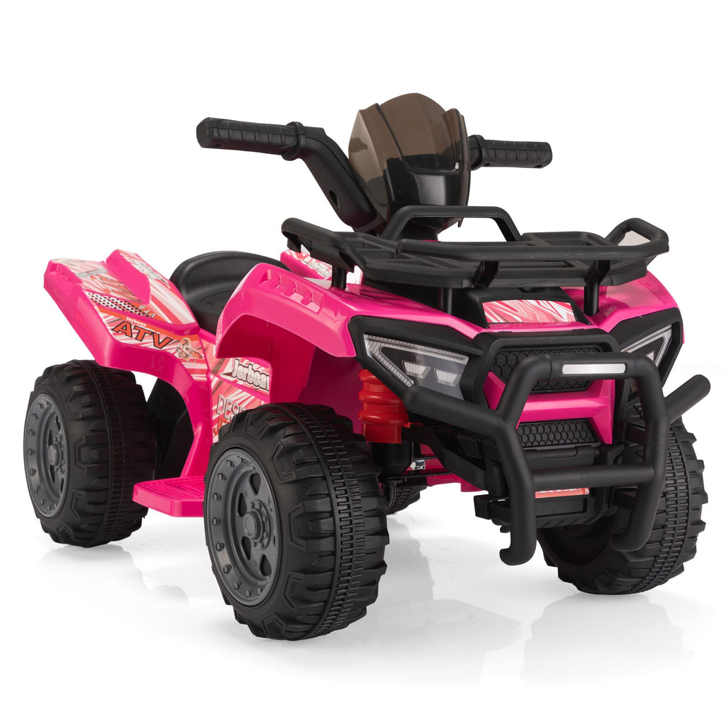 FX070 - 6V Kids Ride-On ATV Car, Powered 4-Wheeler Quad w/ Music Horn USB MP3, 1.9 MPH Max Speed, Electric Vehicle Toy for Children 18-48 Months, Rosy