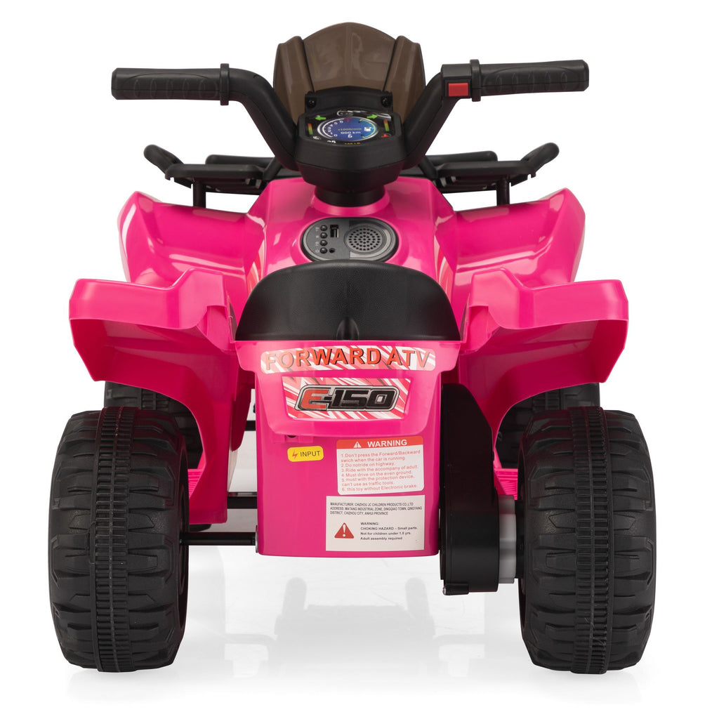 FX070 - 6V Kids Ride-On ATV Car, Powered 4-Wheeler Quad w/ Music Horn USB MP3, 1.9 MPH Max Speed, Electric Vehicle Toy for Children 18-48 Months, Rosy