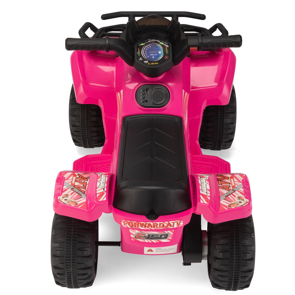FX070 - 6V Kids Ride-On ATV Car, Powered 4-Wheeler Quad w/ Music Horn USB MP3, 1.9 MPH Max Speed, Electric Vehicle Toy for Children 18-48 Months, Rosy
