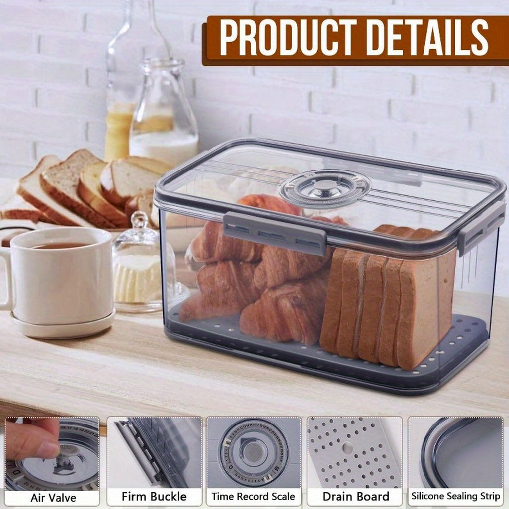 Fang'an TB - 3 small, medium, and large bread preservation boxes, kitchen counter sealed multifunctional preservation boxes, and bread storage containers with lids for recording time