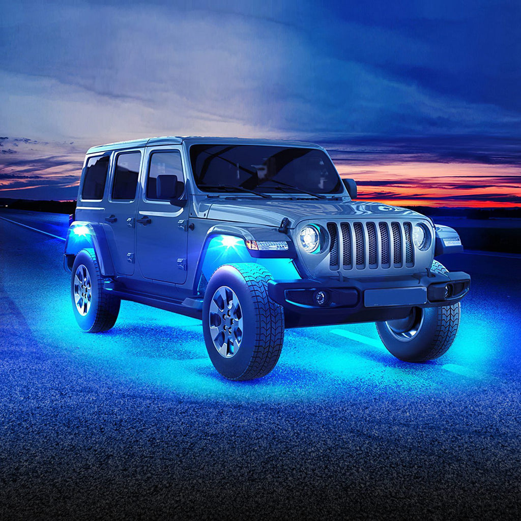 Eggracks by Global Phoenix - 8 Pods RGB LED Rock Lights DC12V Car Neon Light Kit IP68 Waterproof Underglow Lights with Double Remote Controls Wireless APP Control for Jeep Truck UTV SUV
