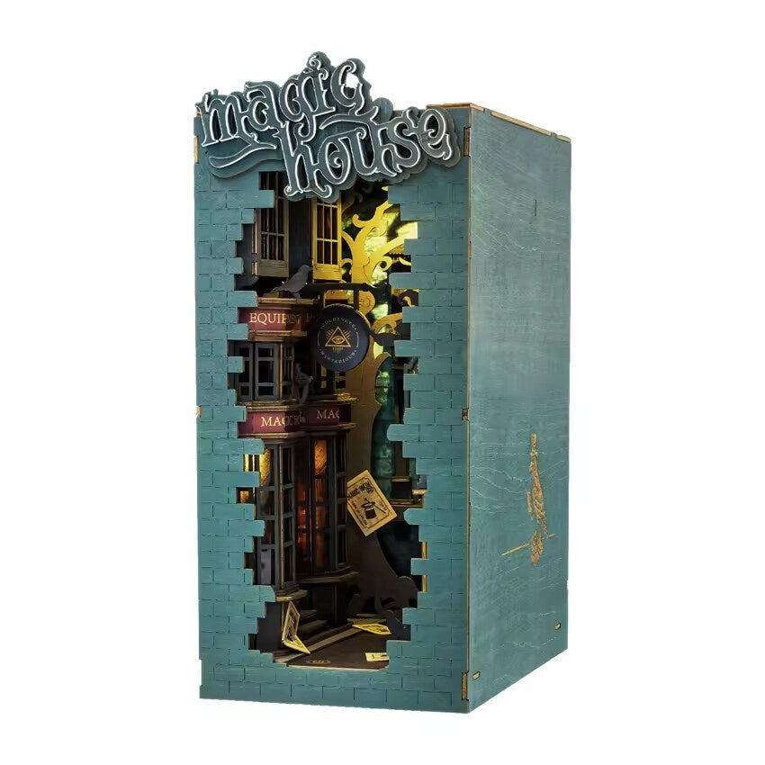 zhima - Rolife DIY Book Nook Kit Magic House, DIY Miniature Booknook Kit 3D Creative Decorative Bookend Bookshelf Insert 3D Puzzles for Adults, Halloween/Christmas Decorations/Gifts for Adults (Magic House)