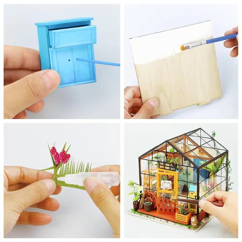zhima - Rolife DIY Dollhouse Room Kit-Handmade Diorama Home Decoration-Miniature Model to Build-Christmas Birthday Gifts for Boys Girls Women Friends (Cathy's Flower Green House)