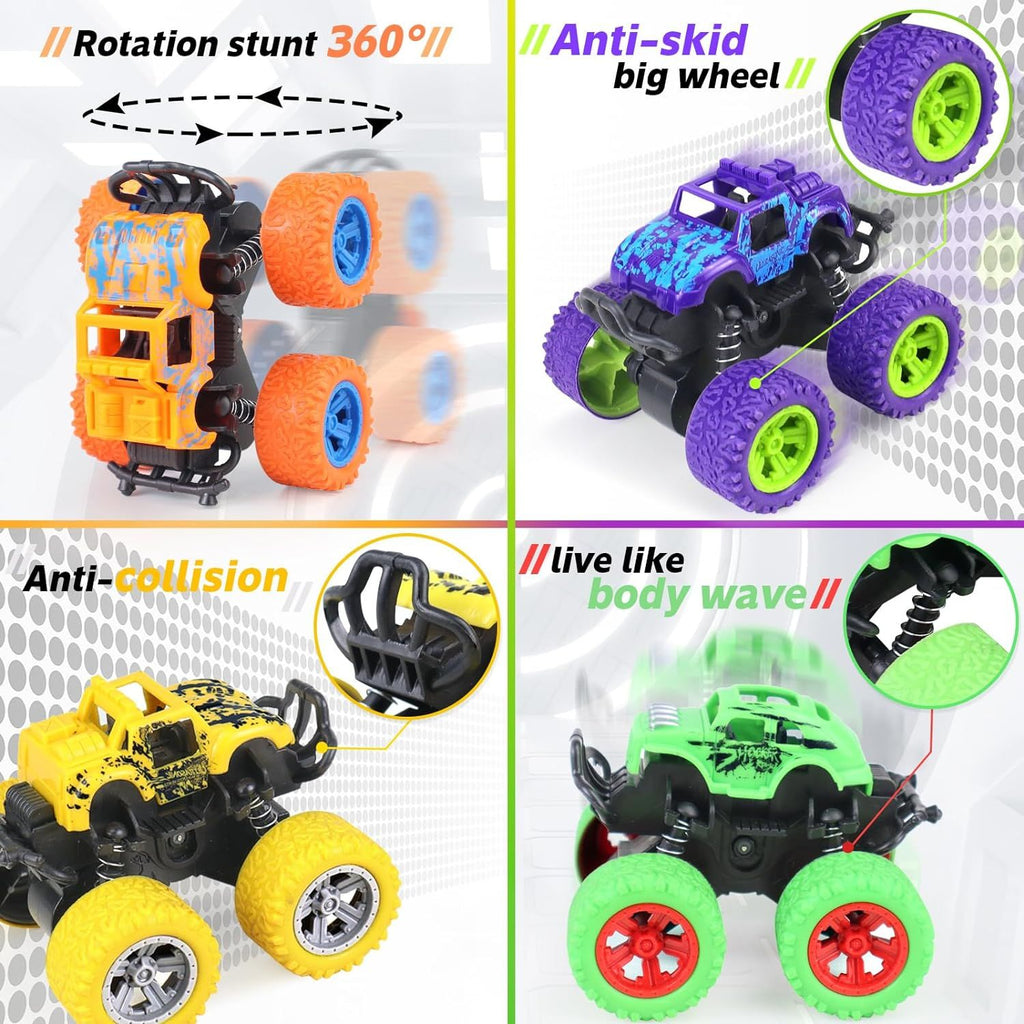 YeahaHappy-Us - Monster Truck Toys, Pull Back Vehicles Toys, Friction Powered Toy, Mini Push and Go Car Truck Inertia Vehicle, Best Christmas Birthday Party Gift