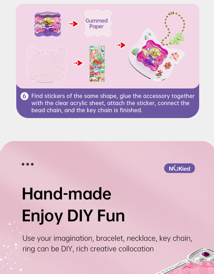 Luwuyang - 71 PCS DIY Jewel Rings Stickers Magical Kits for Little Girls, Handmade DIY Crafting Rings Bracelet Pendent Keychain, DIY Crafts for Kids, Birthday Gifts Toys for Age 3 4 5 6+ Year Old