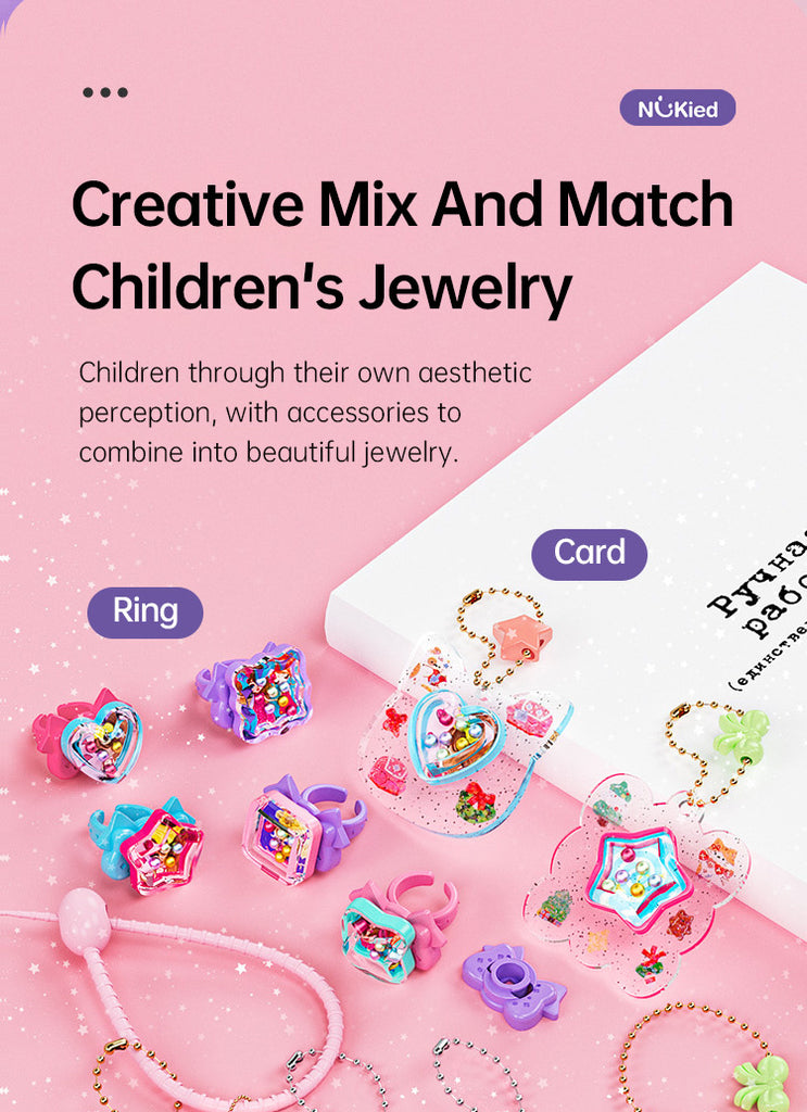 Luwuyang - 71 PCS DIY Jewel Rings Stickers Magical Kits for Little Girls, Handmade DIY Crafting Rings Bracelet Pendent Keychain, DIY Crafts for Kids, Birthday Gifts Toys for Age 3 4 5 6+ Year Old
