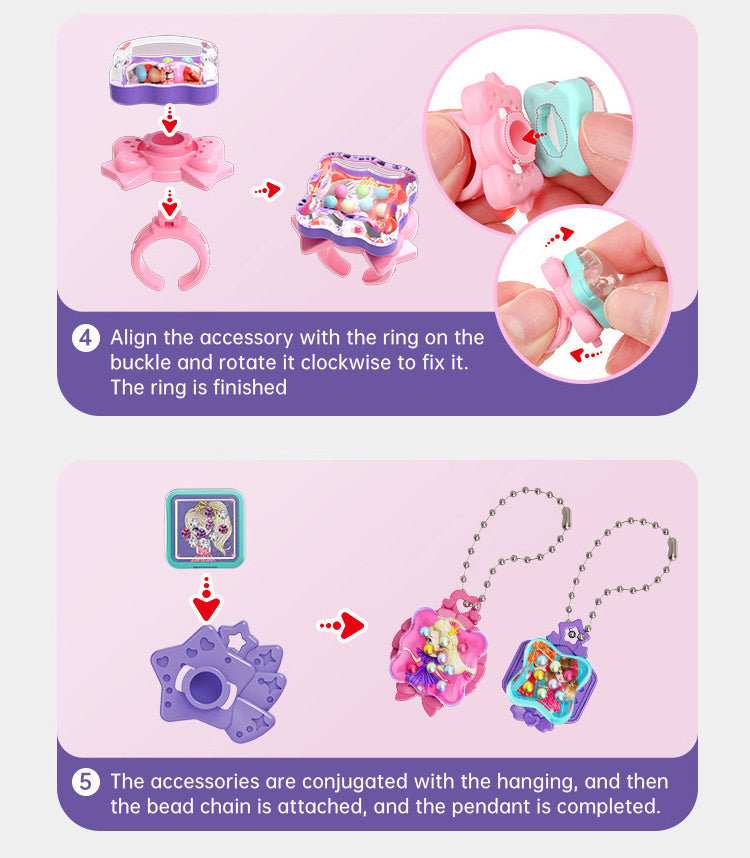 Luwuyang - 71 PCS DIY Jewel Rings Stickers Magical Kits for Little Girls, Handmade DIY Crafting Rings Bracelet Pendent Keychain, DIY Crafts for Kids, Birthday Gifts Toys for Age 3 4 5 6+ Year Old