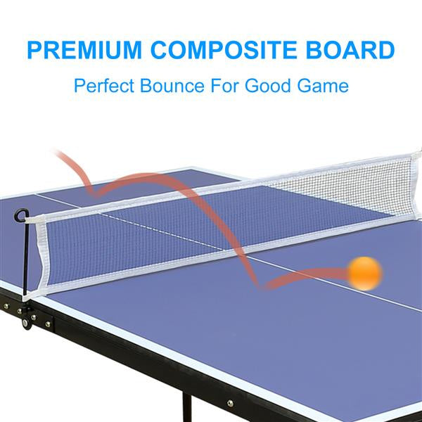 inQ Boutique - Table Tennis Table Foldable & Portable Ping Pong Table Set with Net and 2 Ping Pong Paddles for Indoor Outdoor Game