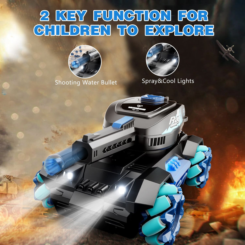4DRC Y1 RC Crawler Scale Water Bullet Shooting Remote Control Cars,Kids 4WD Battle Stunt Car,All Terrain RC Truck with 360Â°Rotating,Toy Gift for Boys Girls Kids,Blue