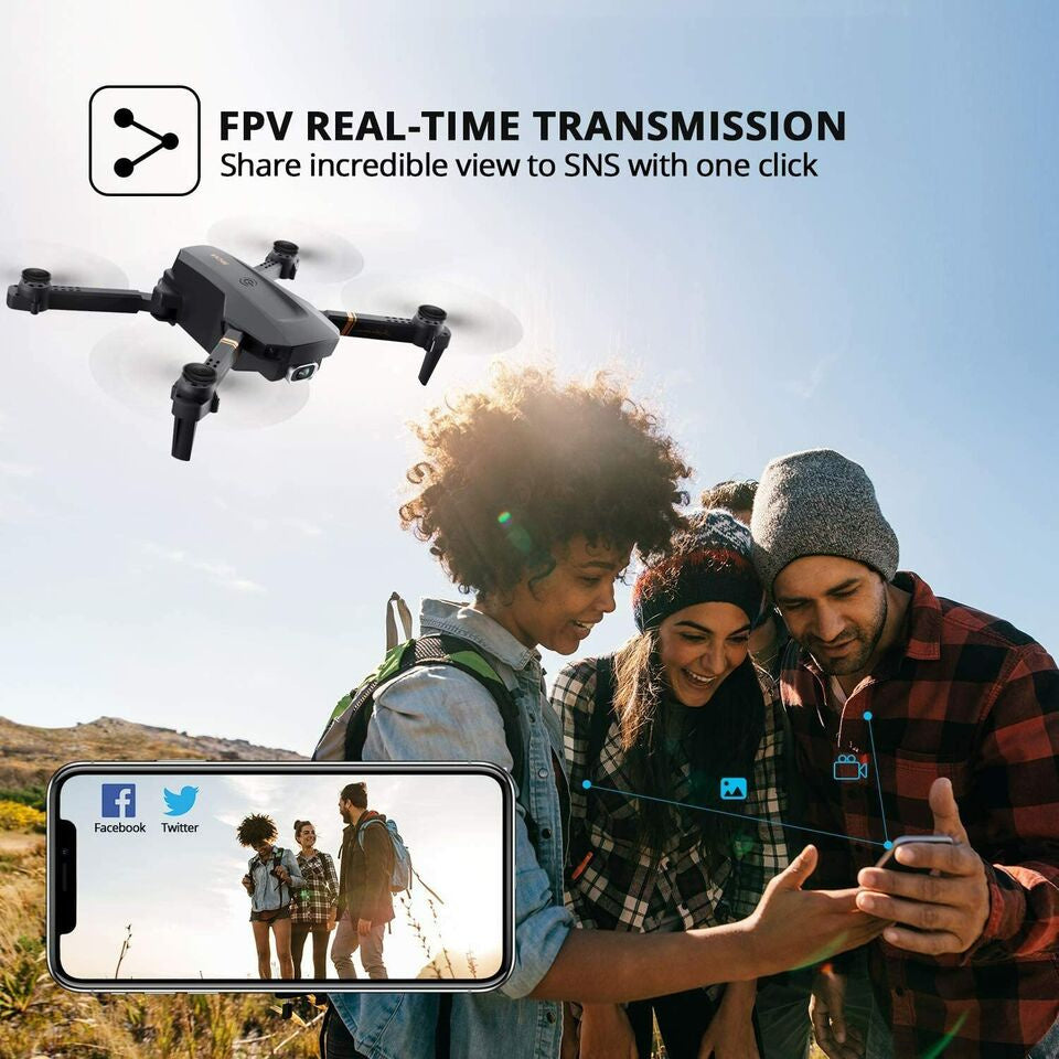 4DRC V4 Drone with 1080P HD Camera for Adults and Kids, Foldable Quadcopter with Wide Angle FPV Live Video, Trajectory Flight, App Control,Optical Flow, Altitude Hold and 2 Modular Batteries