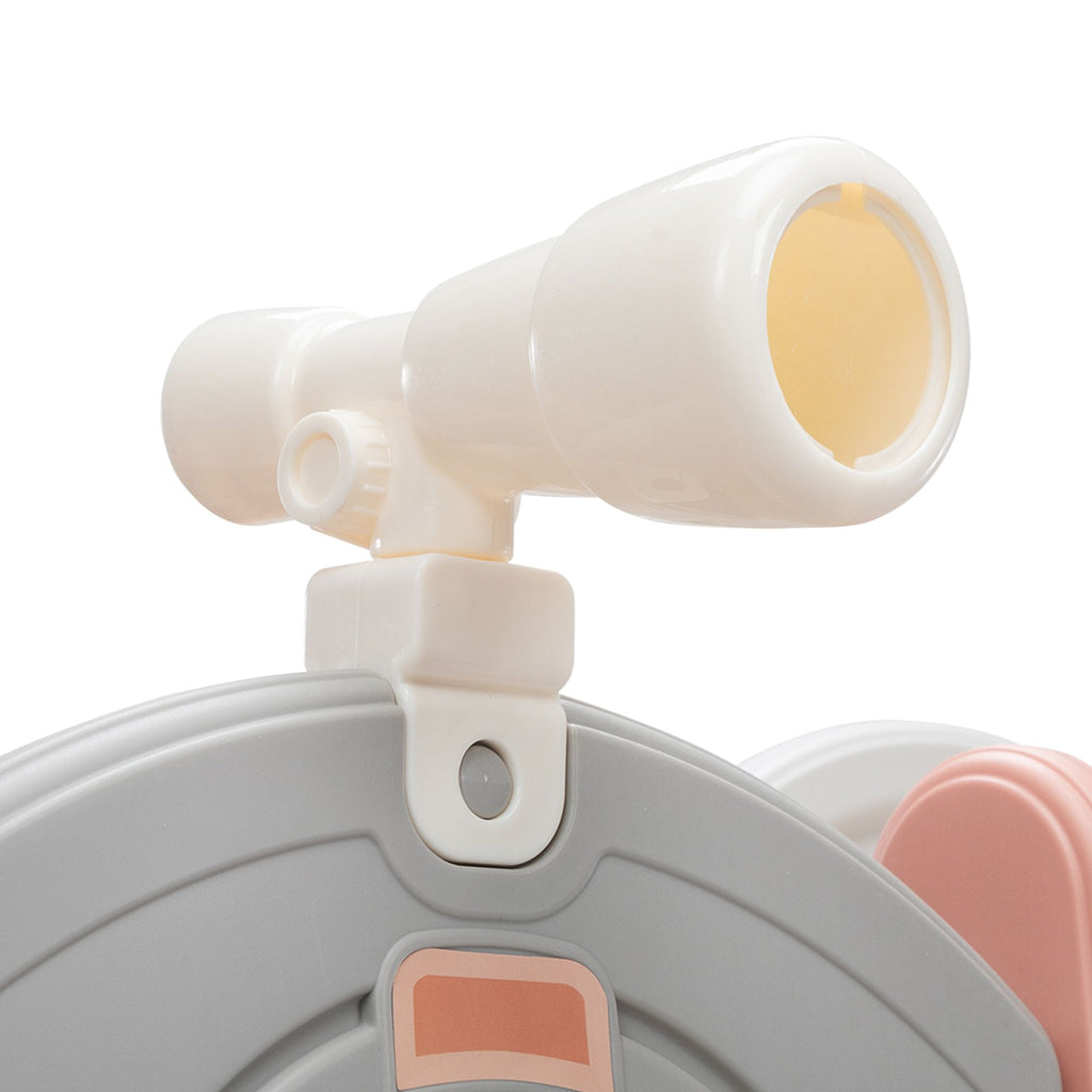 FX070 - 8-In-1 Large Kids Slide and Climb Set, Toddler Indoor Playground w/ Basketball Hoops, Balls, Rings, Telescope, Storage, Baby Playset, DIY Space Sticker,Light Apricot White Gray