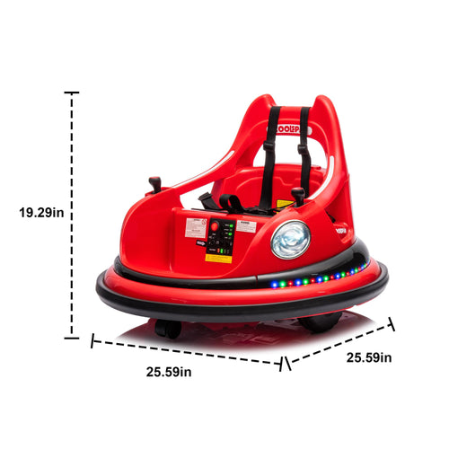 Orien Home - 12V ride on bumper car for kids,electric car for kids,1.5-5 Years Old,W/Remote Control, LED Lights, Bluetooth & 360 Degree Spin, Vehicle body with anti-collision padding
Five-point Safety Belt,2wd