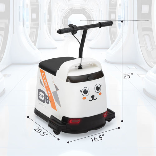 FX070 - 12V Kids Ride On Box, Electric Box Car with High-Low Speeds, Variable Speed Throttle, MP3, USB, Storage, Battery Powered Toy Gift for 8-12 Years Old, White + Black