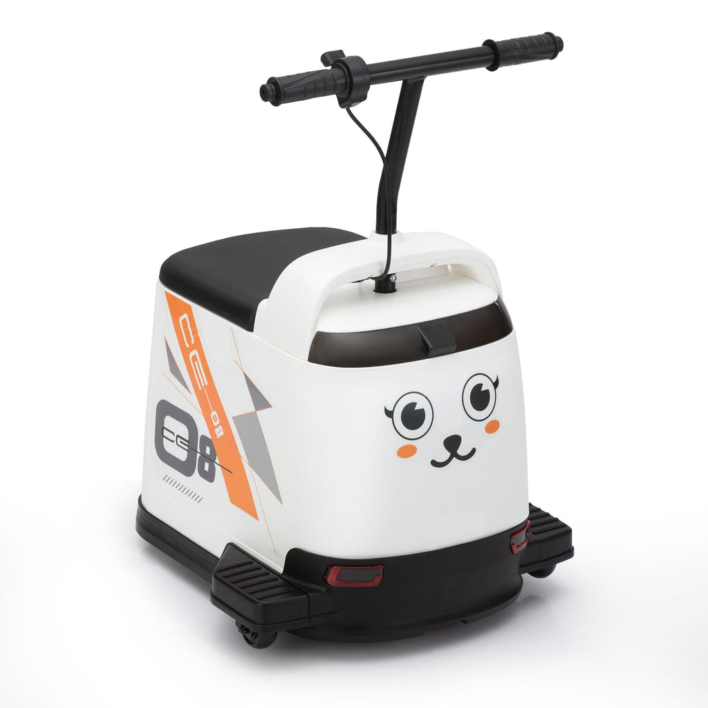 FX070 - 12V Kids Ride On Box, Electric Box Car with High-Low Speeds, Variable Speed Throttle, MP3, USB, Storage, Battery Powered Toy Gift for 8-12 Years Old, White + Black