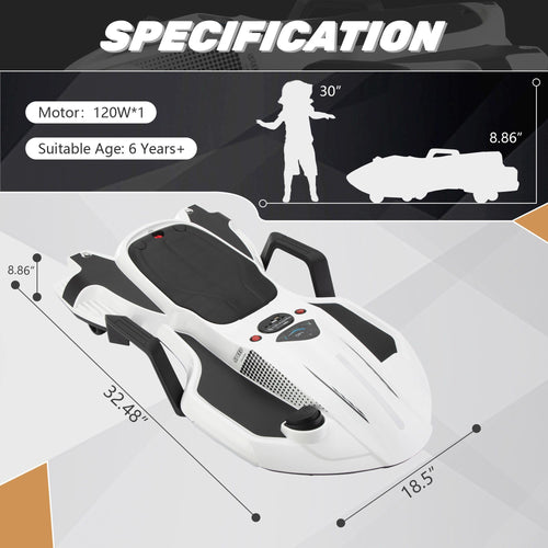 FX070 - Electric Kids Racing Car with Music and Lights, White