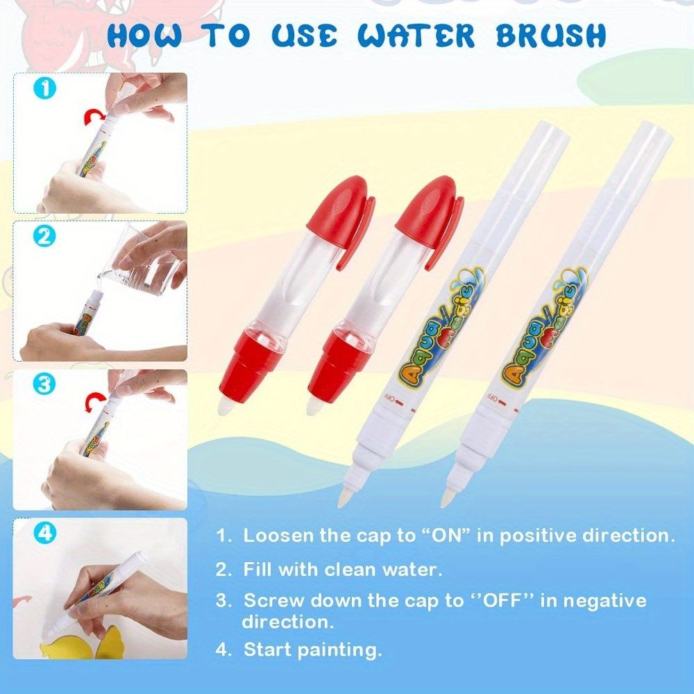 PlayVibe - Kids Toys Water Doodle Mat Dinosaur Painting Coloring Pad for Toddlers 1-3 Toddler Arts and Crafts