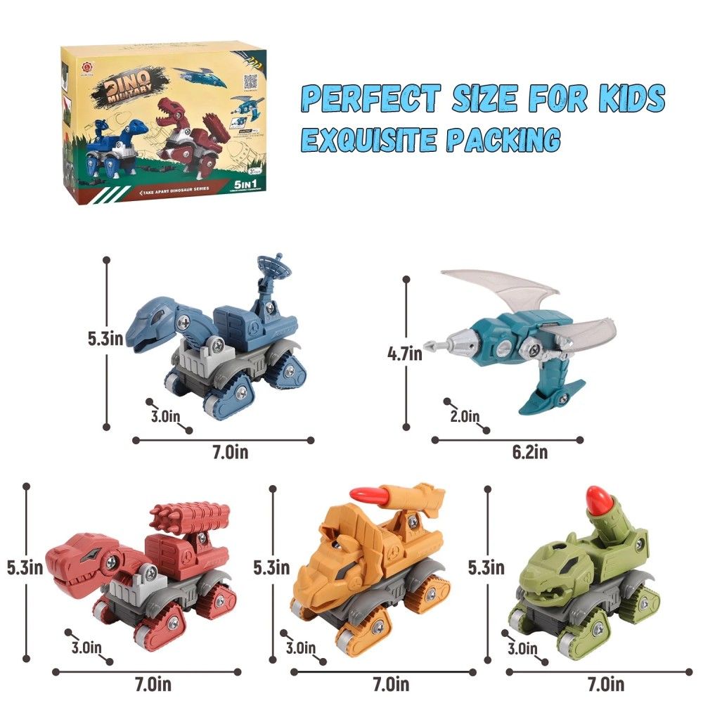 SHENGLONG - 5 Pack Dinosaur Take Part Toys for Boys Age 3+, Dinosaur Toys for Toddler