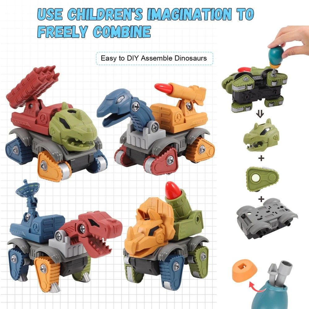 SHENGLONG - 5 Pack Dinosaur Take Part Toys for Boys Age 3+, Dinosaur Toys for Toddler