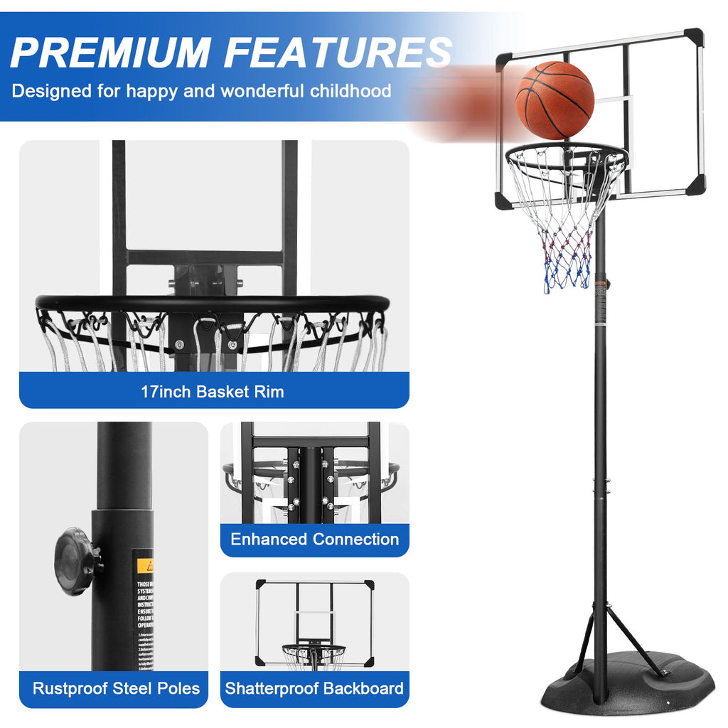 Yeah Depot - Portable Basketball Hoop System Stand Height Adjustable 7.5ft - 9.2ft with 32 Inch Backboard and Wheels for Youth Adults Indoor Outdoor Basketball Goal