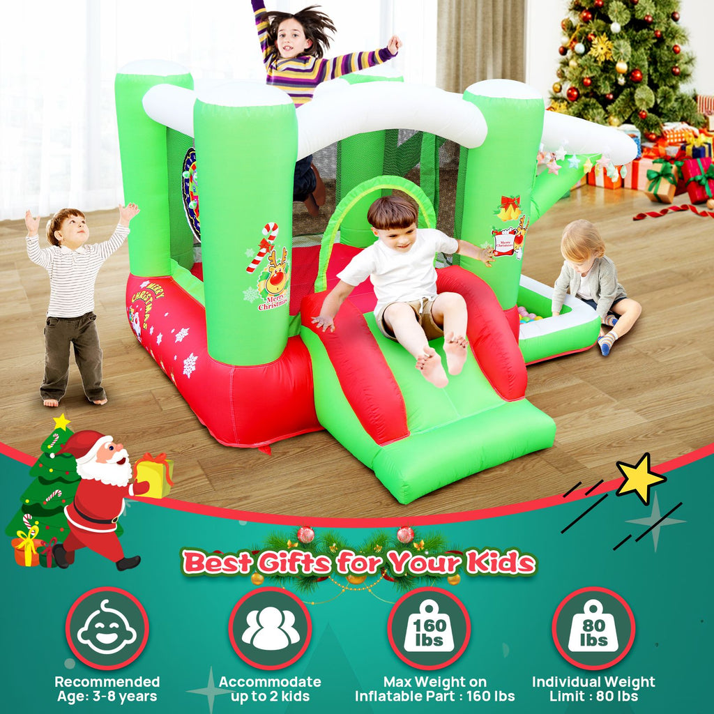 Yeah Depot - Christmas Jump 'n Slide Inflatable Bouncer for Kids Complete Setup with Blower - 80'' x 91'' Play Area - 55'' Tall