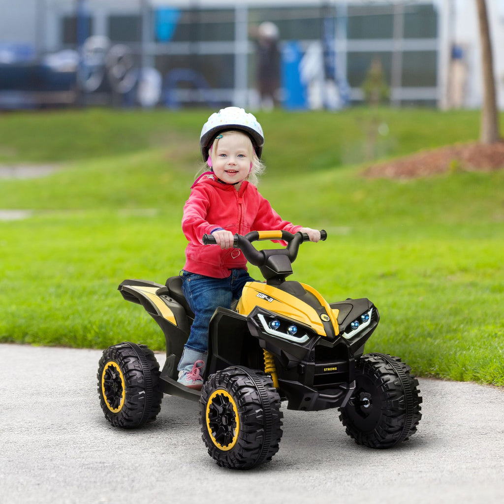 Yeah Depot - 12V Kids ATV Quad Car with Forward & Backward Function, Four Wheeler for Kids with Wear-Resistant Wheels, Music, Electric Ride-on ATV for Toddlers Ages 3+ Years Old, Yellow
