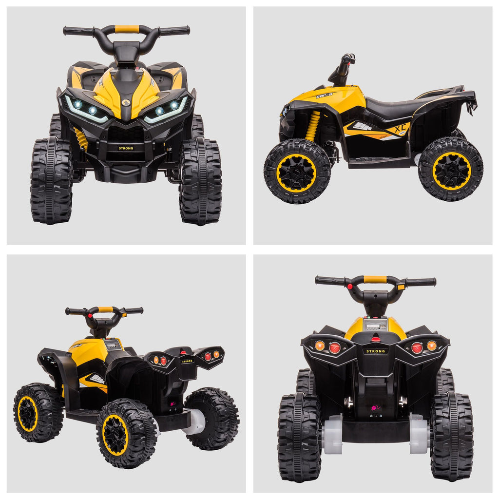 Yeah Depot - 12V Kids ATV Quad Car with Forward & Backward Function, Four Wheeler for Kids with Wear-Resistant Wheels, Music, Electric Ride-on ATV for Toddlers Ages 3+ Years Old, Yellow