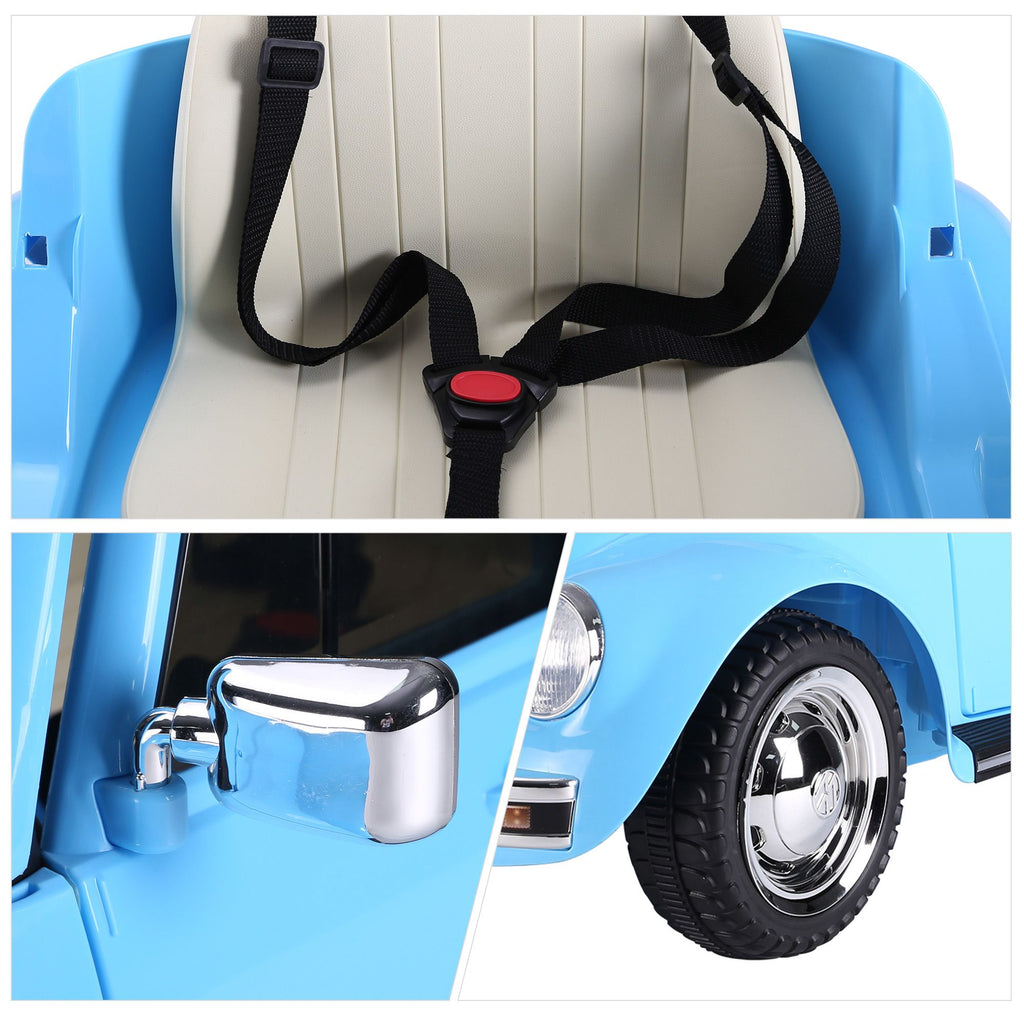 Yeah Depot - Licensed Volkswagen Beetle Electric Kids Ride-On Car 6V Battery Powered Toy with Remote Control Music Horn Lights MP3 for 3-6 Years Old Blue