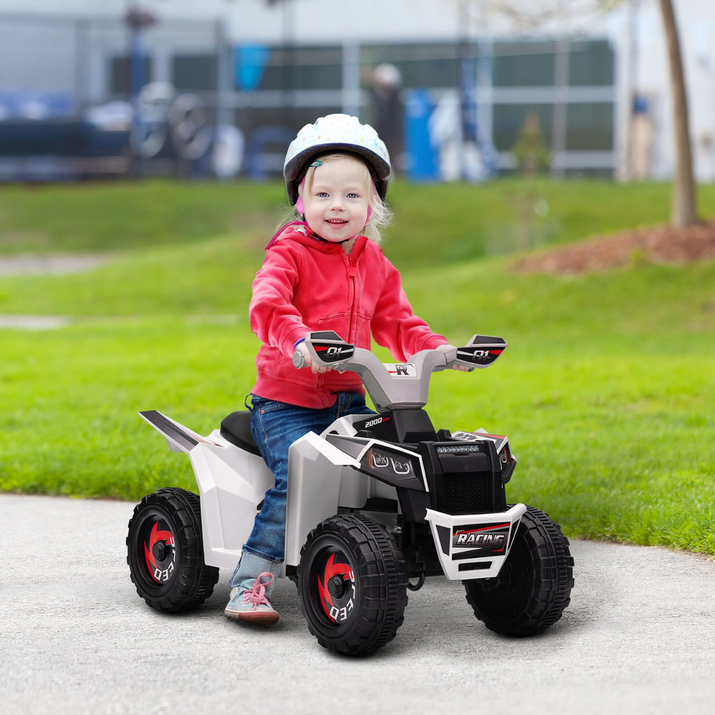 Yeah Depot - Kids ATV Quad Car, 6V Four-Wheeler for Kids with Forward Backward Function, Wear-Resistant Wheels for Toddlers Ages 18-36 Months, White