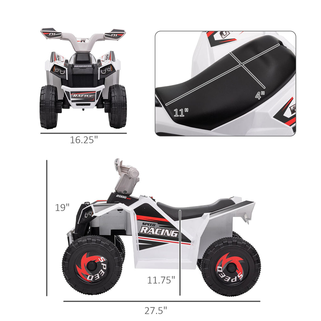 Yeah Depot - Kids ATV Quad Car, 6V Four-Wheeler for Kids with Forward Backward Function, Wear-Resistant Wheels for Toddlers Ages 18-36 Months, White