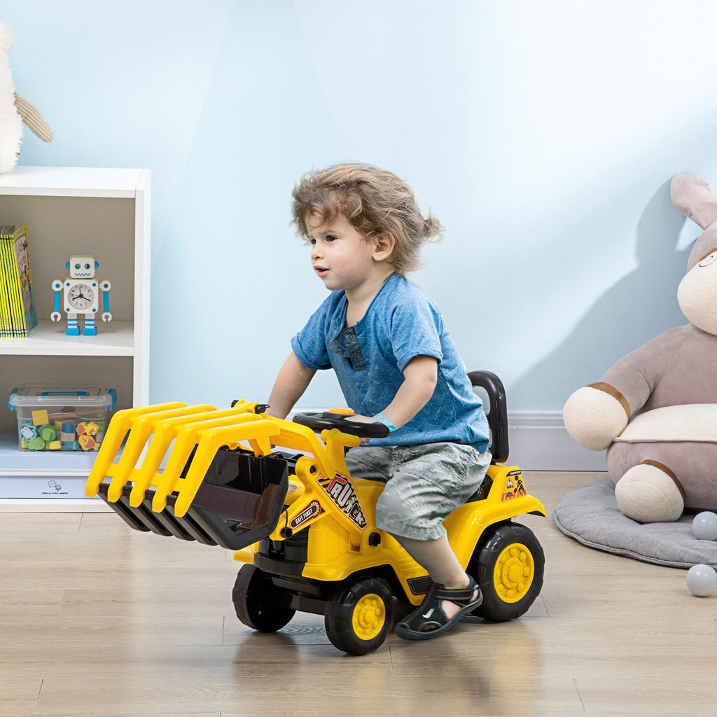 Yeah Depot - Kids Excavator Ride-on Pulling Cart with Sound Effects, Kids Digger Sit n Scoot Ride-on Toy for Toddler or Preschool Age with Under-Seat Storage, Treaded Wheels