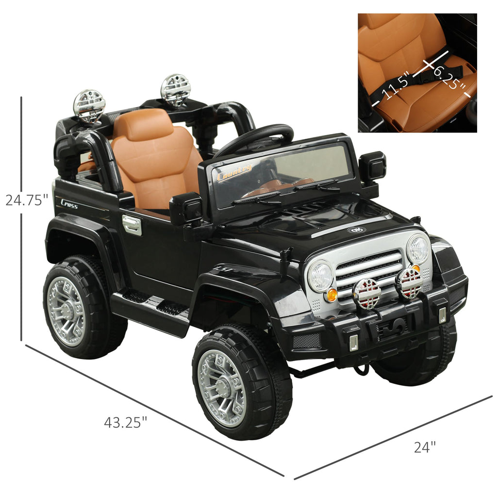 Yeah Depot - Kids Ride-on Car, Off-Road Truck with MP3 Connection, Working Horn, Steering Wheel, and Remote Control, 12V Motor, Black