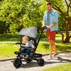 Yeah Depot - Baby Tricycle 4 In 1 Trike w/ Reversible Angle Adjustable Seat Removable Handle Canopy Handrail Belt Storage Footrest Brake Clutch for 1-5 Years Old Grey
