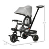 Yeah Depot - Baby Tricycle 4 In 1 Trike w/ Reversible Angle Adjustable Seat Removable Handle Canopy Handrail Belt Storage Footrest Brake Clutch for 1-5 Years Old Grey