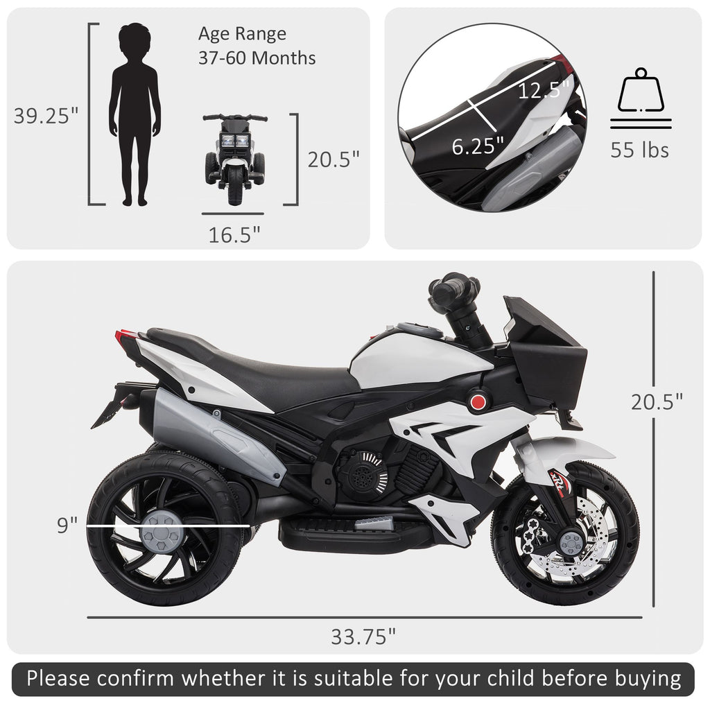 Yeah Depot - 6V Kids Motorcycle Ride-on Toy for Toddlers and Up to 5 Years Old, High-Traction Battery-Operated Ride-on Vehicle, Mini Motorbike for Kids, White