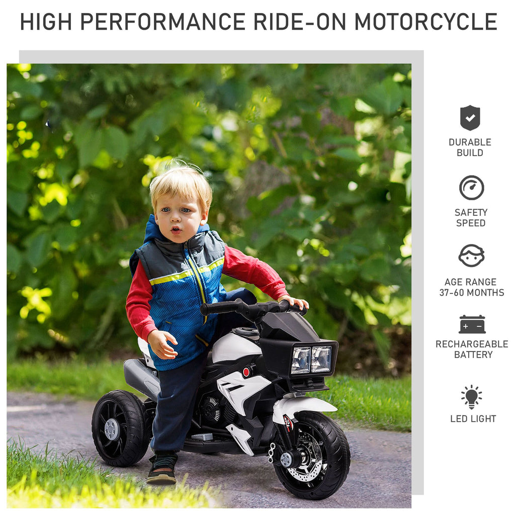 Yeah Depot - 6V Kids Motorcycle Ride-on Toy for Toddlers and Up to 5 Years Old, High-Traction Battery-Operated Ride-on Vehicle, Mini Motorbike for Kids, White