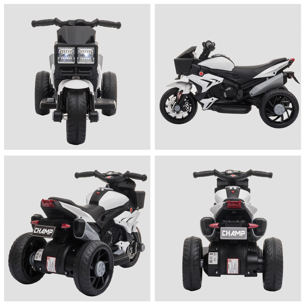 Yeah Depot - 6V Kids Motorcycle Ride-on Toy for Toddlers and Up to 5 Years Old, High-Traction Battery-Operated Ride-on Vehicle, Mini Motorbike for Kids, White