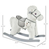 Yeah Depot - Kids Plush Ride-On Rocking Horse with Bear Toy, Children Chair with Soft Plush Toy & Fun Realistic Sounds, White