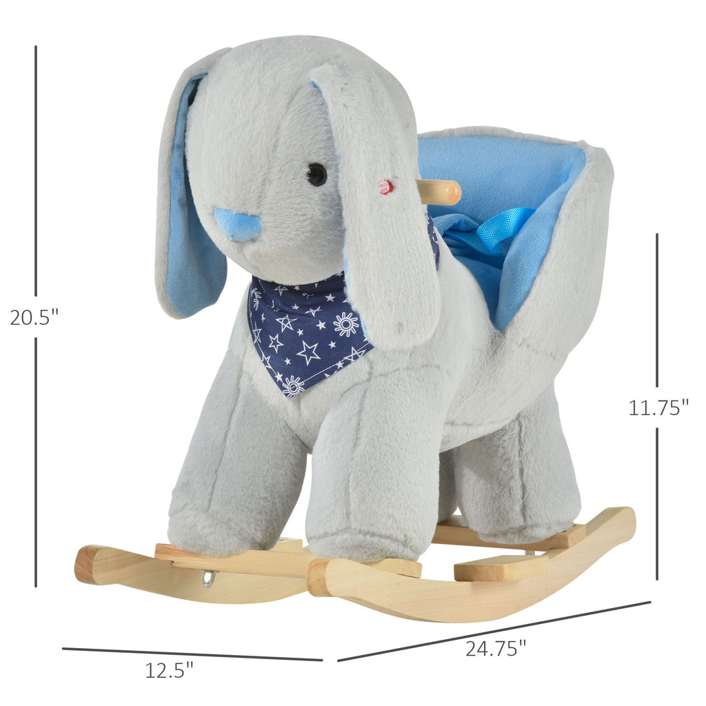Yeah Depot - Kids Ride-On Rocking Horse Toy Bunny Rocker with Fun Play Music & Soft Plush Fabric for Children 18-36 Months