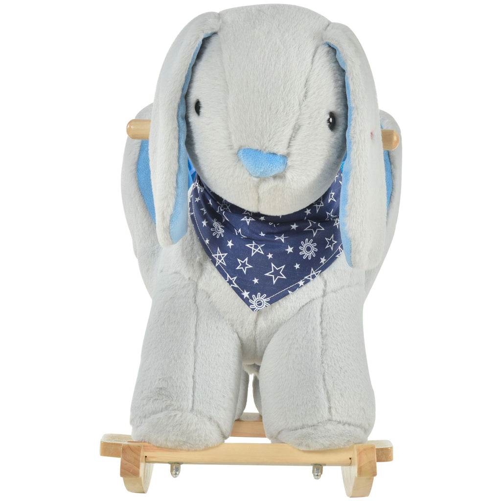 Yeah Depot - Kids Ride-On Rocking Horse Toy Bunny Rocker with Fun Play Music & Soft Plush Fabric for Children 18-36 Months
