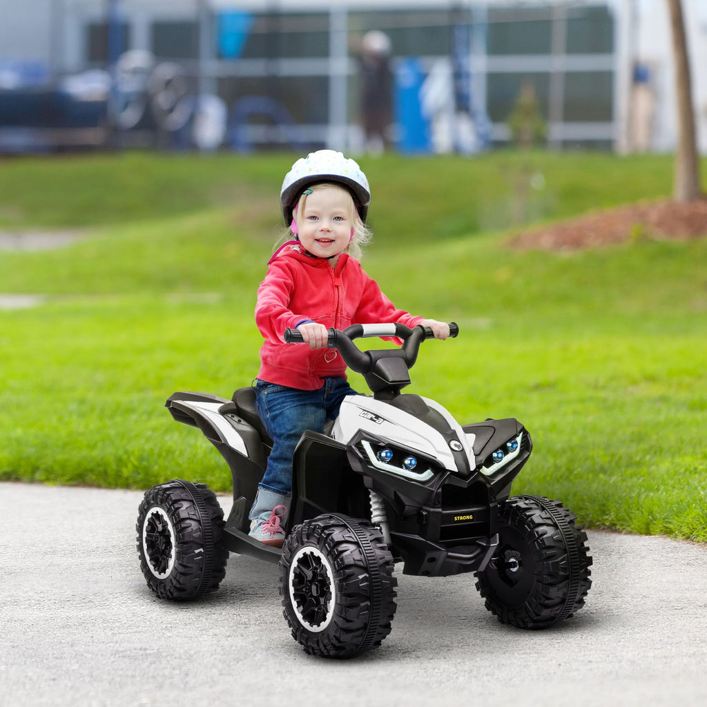 Yeah Depot - 12V Kids ATV Quad Car with Forward & Backward Function, Four Wheeler for Kids with Wear-Resistant Wheels, Music, Electric Ride-on ATV for Toddlers Ages 3+ Years Old, White