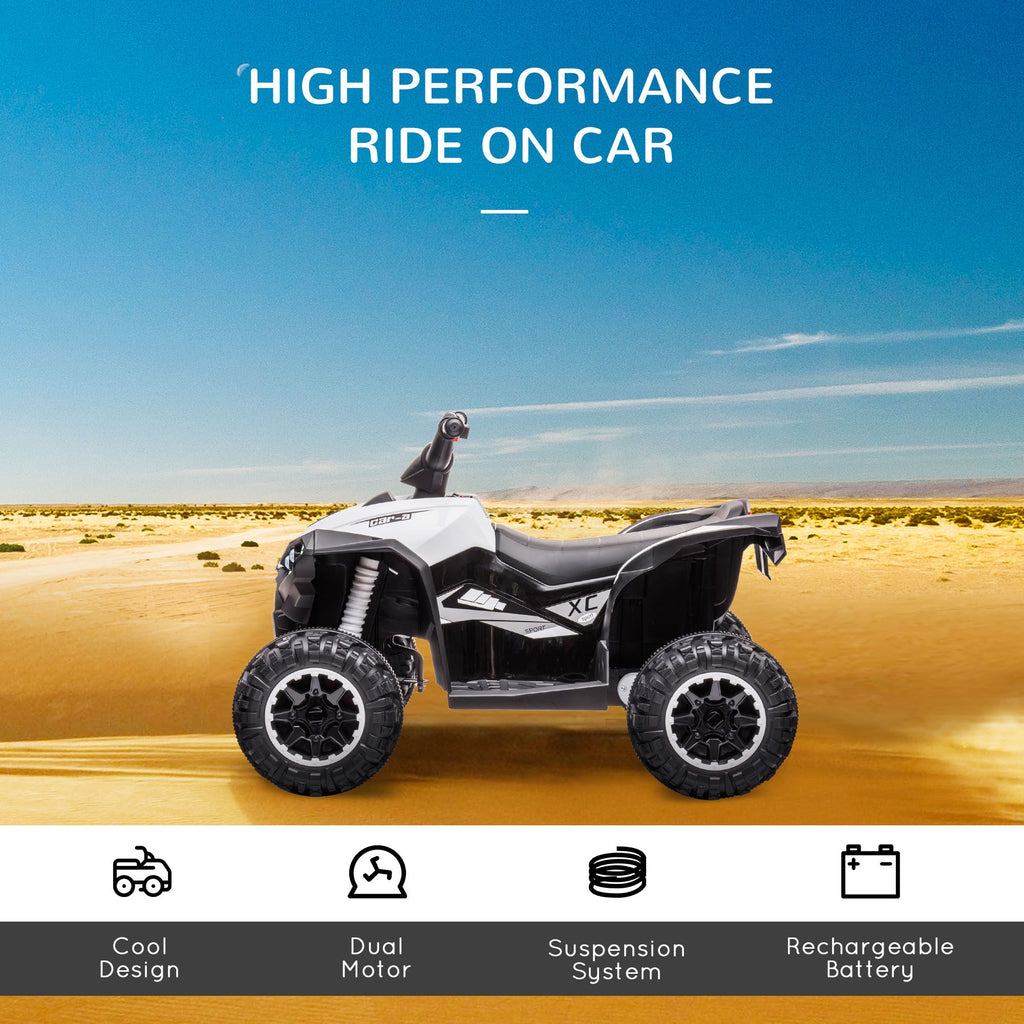 Yeah Depot - 12V Kids ATV Quad Car with Forward & Backward Function, Four Wheeler for Kids with Wear-Resistant Wheels, Music, Electric Ride-on ATV for Toddlers Ages 3+ Years Old, White
