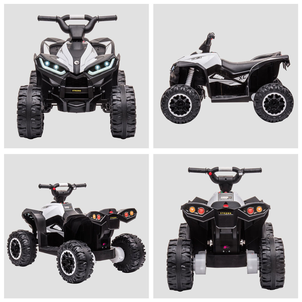 Yeah Depot - 12V Kids ATV Quad Car with Forward & Backward Function, Four Wheeler for Kids with Wear-Resistant Wheels, Music, Electric Ride-on ATV for Toddlers Ages 3+ Years Old, White