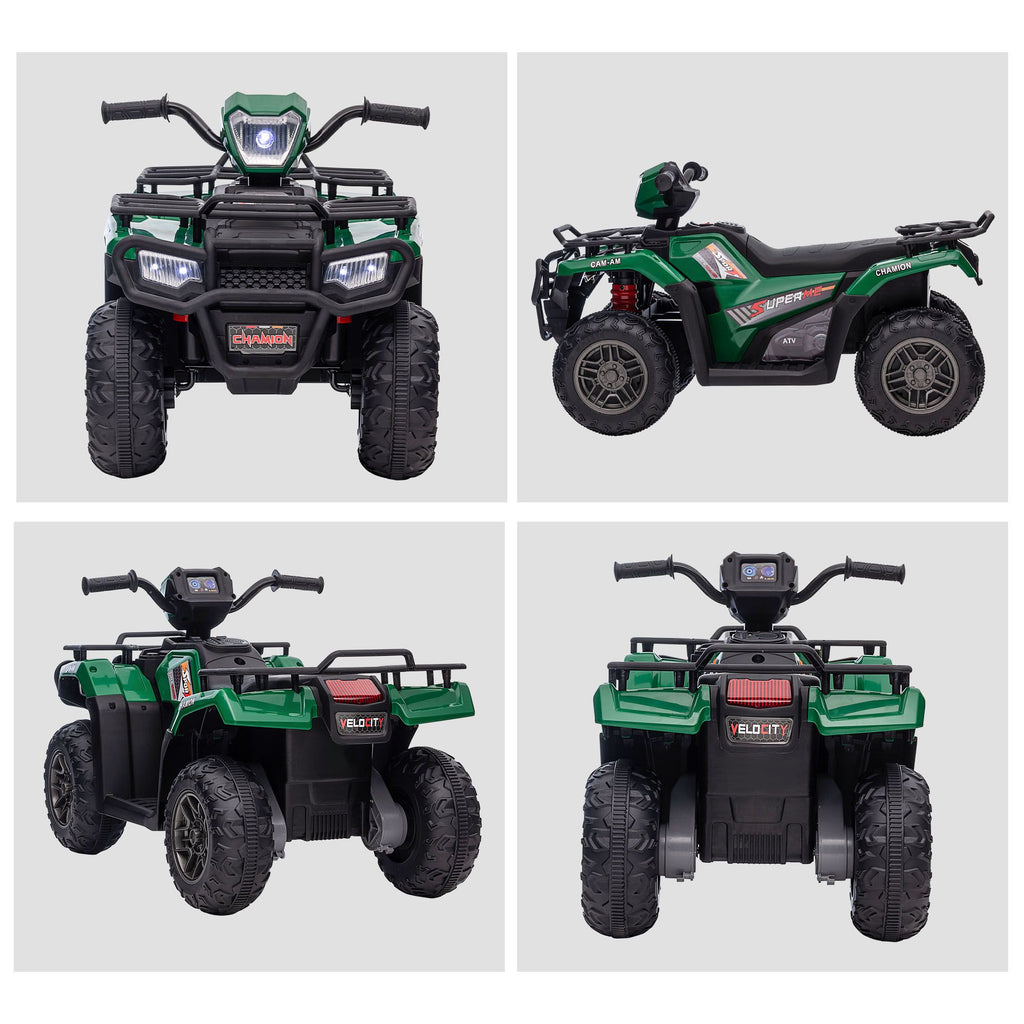 Yeah Depot - 12V Kids ATV Battery-Operated with AUX Port & USB, Kids 4 Wheeler with Tough Wear-Resistant Tread, Electric Four Wheeler Kids Ride on Car Electric Car, Green