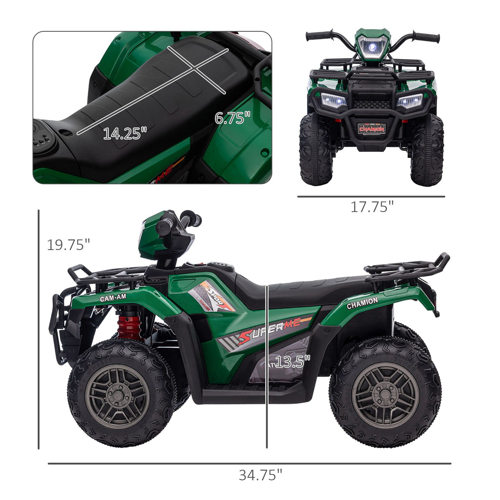 Yeah Depot - 12V Kids ATV Battery-Operated with AUX Port & USB, Kids 4 Wheeler with Tough Wear-Resistant Tread, Electric Four Wheeler Kids Ride on Car Electric Car, Green