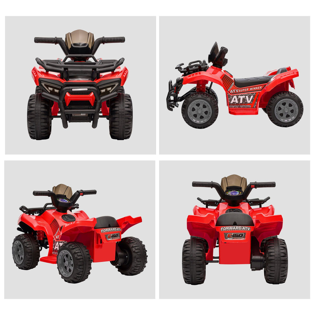 Yeah Depot - Kids Ride-on ATV Four Wheeler Car 6V Battery Powered Motorcycle with Music for 18-36 Months, Red