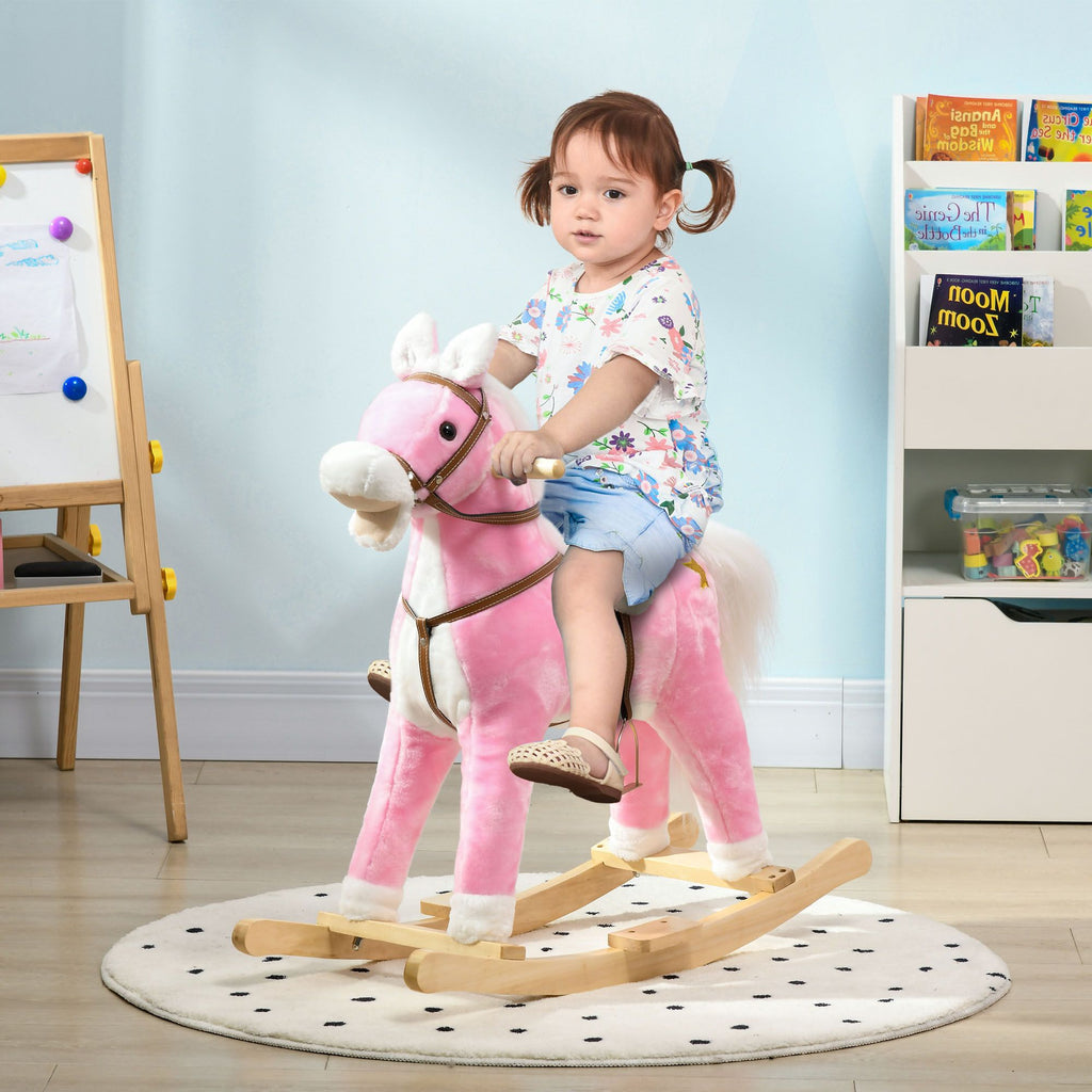 Yeah Depot - Rocking Horse with Sound, Ride on Horse with Saddle, Toddler Rocker, Gift for 3-8 Year Old, Pink